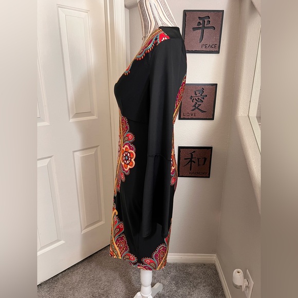 VENUS BLACK BELL SLEEVE LOW VNECK BODYCON SEXY PARTY DRESS SIZE XS - Picture 5 of 12